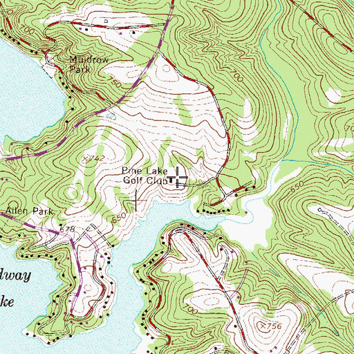 Topographic Map of Pine Lake Golf Club, SC