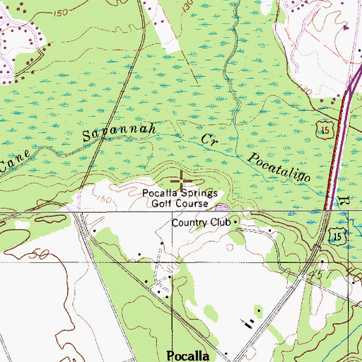Topographic Map of Pocalla Springs Golf Course, SC