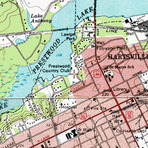 Topographic Map of Prestwood Country Club, SC