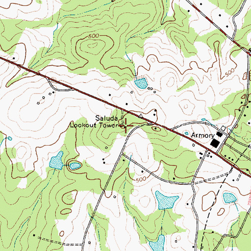 Topographic Map of Saluda Lookout Tower, SC