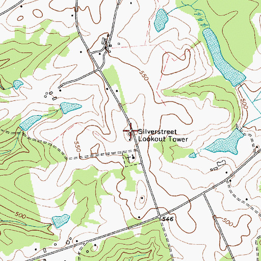 Topographic Map of Silverstreet Lookout Tower, SC
