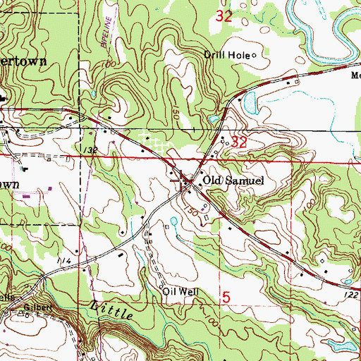 Topographic Map of Old Samuel, AL