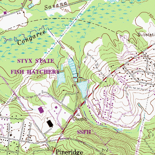 Topographic Map of Styx State Fish Hatchery, SC