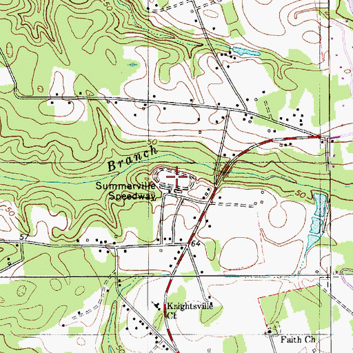 Topographic Map of Summerville Speedway, SC