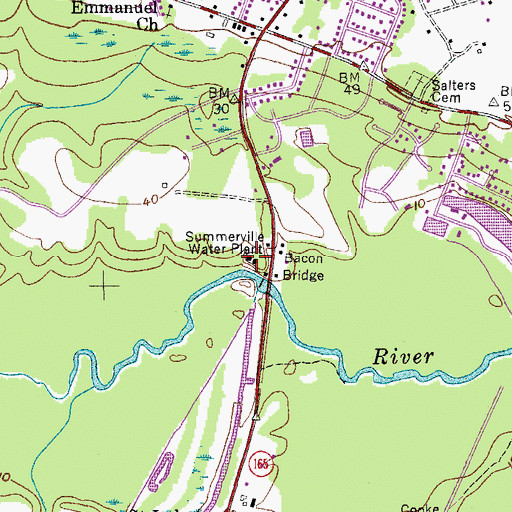 Topographic Map of Summerville Water Plant, SC