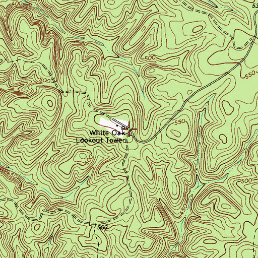 Topographic Map of White Oak Lookout Tower, SC