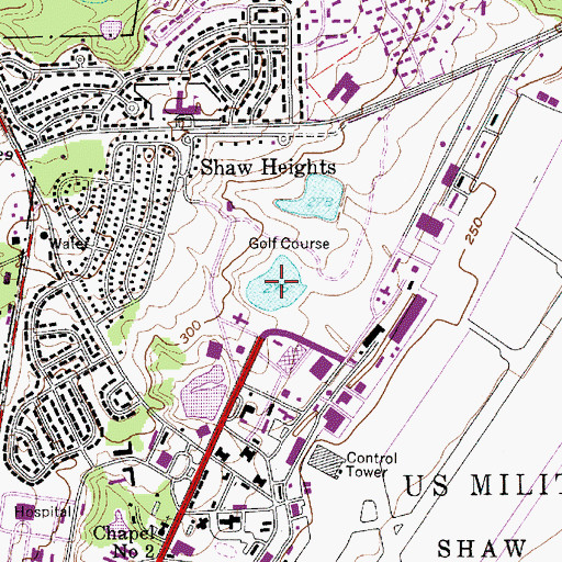 Topographic Map of Shaw Golf Course Pond Number 1, SC
