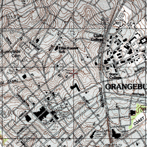 Topographic Map of Amelia Street Historic District, SC