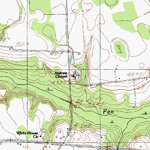 Topographic Map of Andrew Chapel, SC