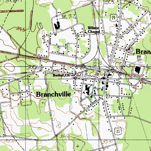 Topographic Map of Bethel Church, SC