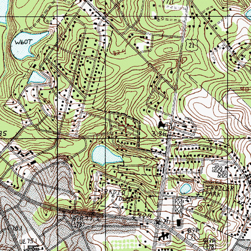 Topographic Map of Bowman Woods, SC