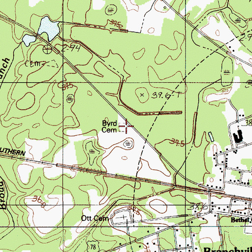 Topographic Map of Byrd Cemetery, SC