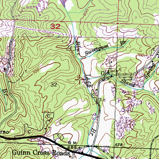 Topographic Map of Old Stand Spring Branch, AL