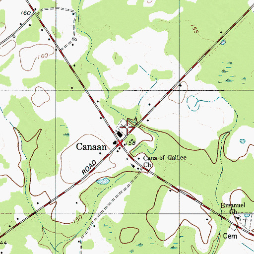 Topographic Map of Canaan Cemetery, SC