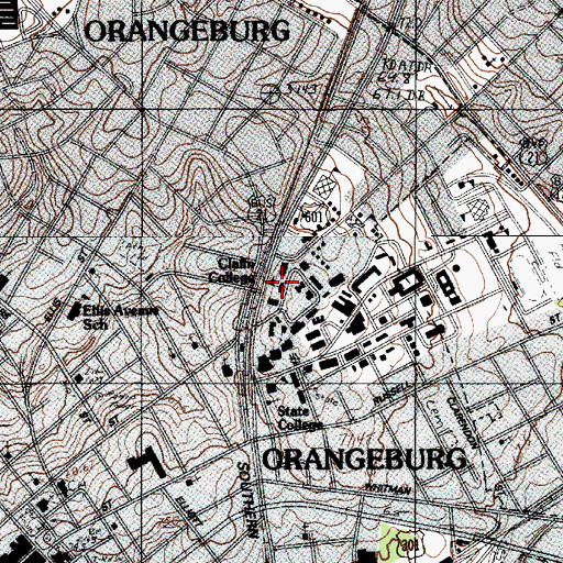 Topographic Map of Claflin College, SC