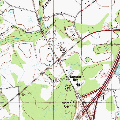 Topographic Map of Dantzler, SC