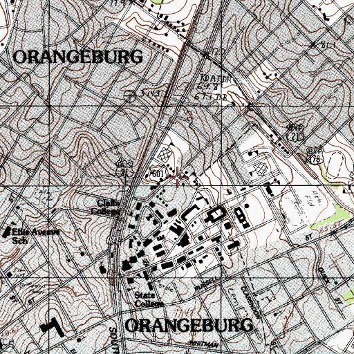 Topographic Map of Dunton Memorial School (historical), SC