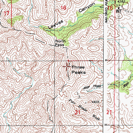 Topographic Map of Three Peaks, AZ
