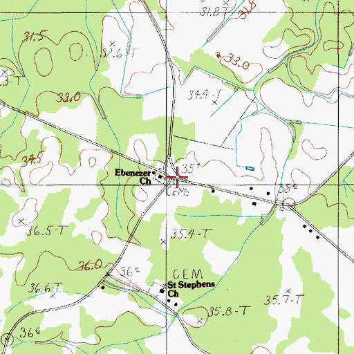 Topographic Map of Ebenezer Cemetery, SC