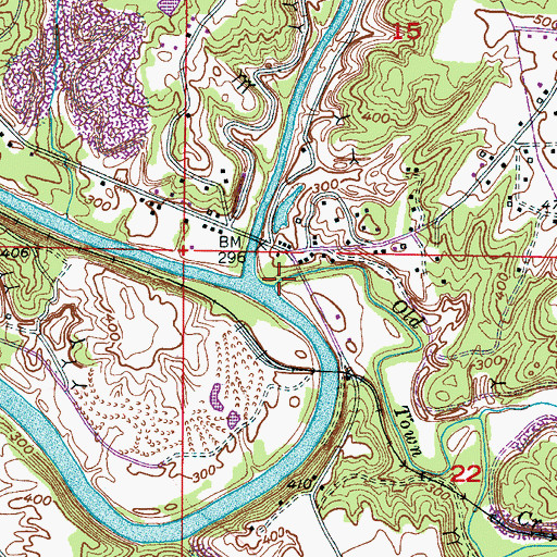 Topographic Map of Old Town Creek, AL