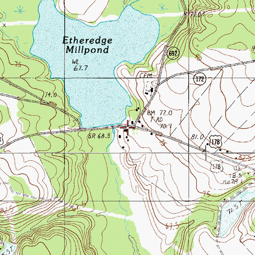 Topographic Map of Etheridge Mill (historical), SC