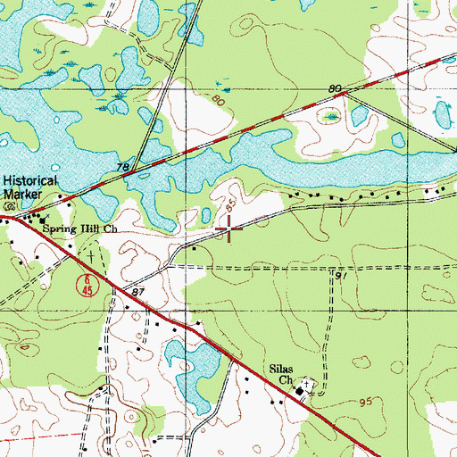 Topographic Map of Eutaw Springs Church, SC