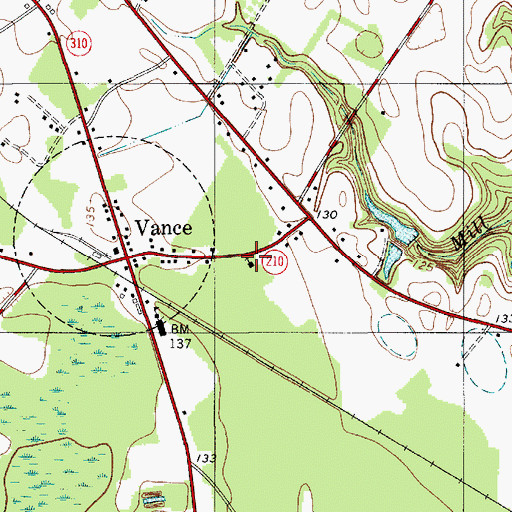 Topographic Map of First Baptist Church, SC