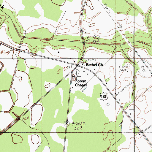 Topographic Map of Forest Chapel, SC