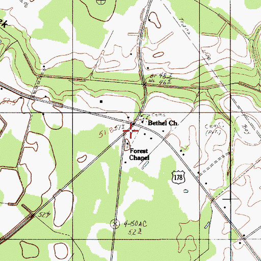Topographic Map of Forest Chapel School (historical), SC