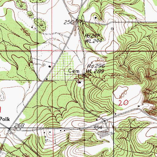 Topographic Map of Old Town Creek Church, AL