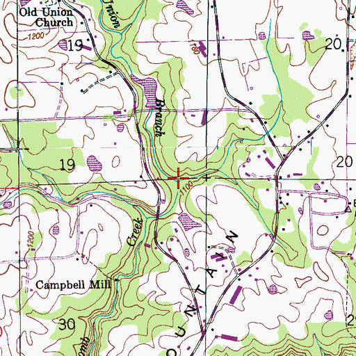 Topographic Map of Old Union Branch, AL