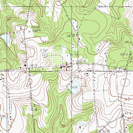 Topographic Map of Hickory Hill Cemetery, SC