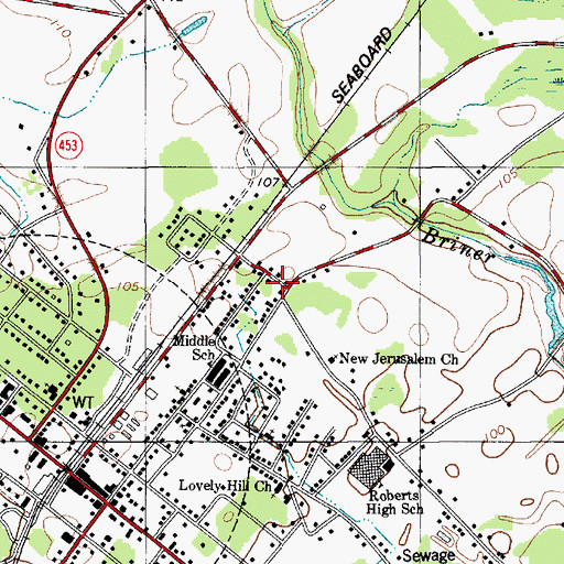 Topographic Map of Holly Hill Rosenwald School (historical), SC