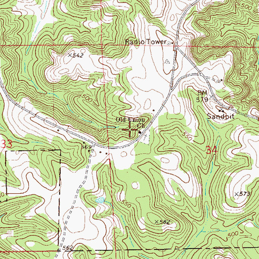 Topographic Map of Old Union Church, AL