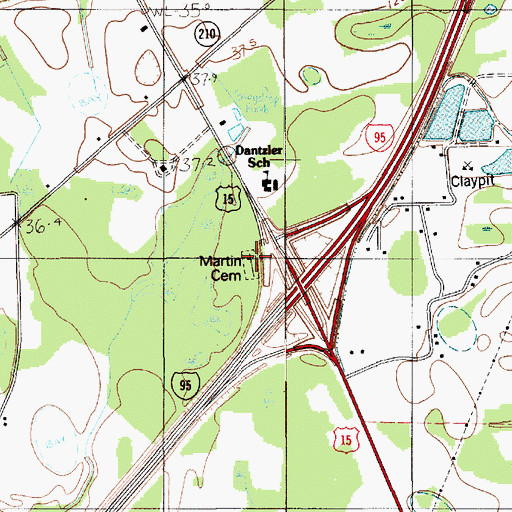 Topographic Map of Martin Cemetery, SC