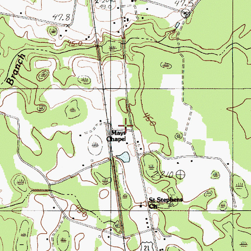 Topographic Map of Mays Chapel, SC
