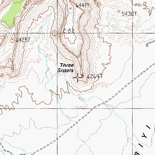 Topographic Map of Three Sisters, AZ