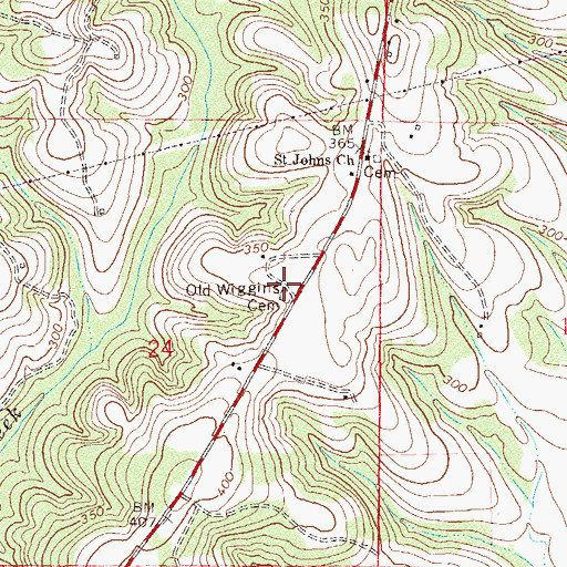 Topographic Map of Old Wiggins Cemetery, AL
