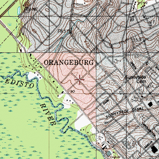 Topographic Map of Moss Heights, SC