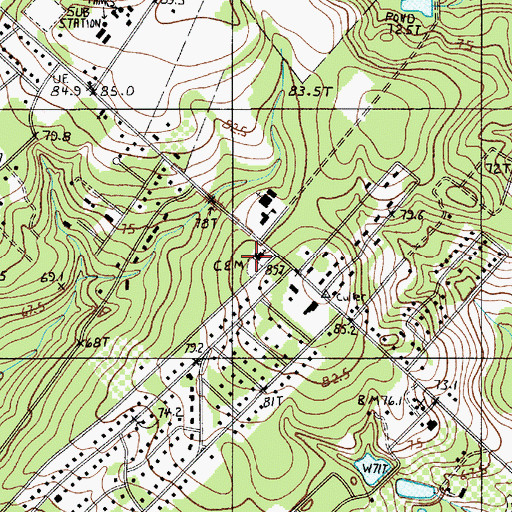 Topographic Map of Mount Calvary Cemetery, SC