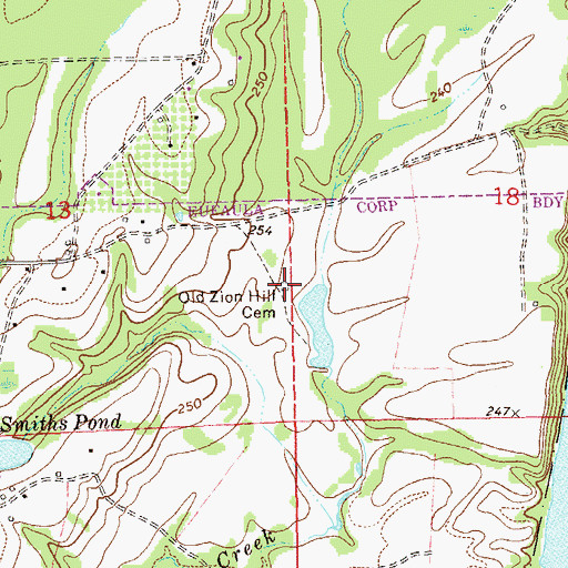 Topographic Map of Old Zion Hill Cemetery, AL