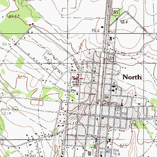 Topographic Map of North High School, SC