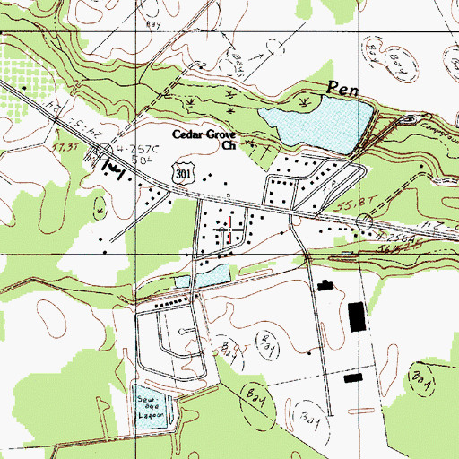 Topographic Map of Northwood, SC