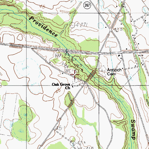 Topographic Map of Oak Grove School (historical), SC
