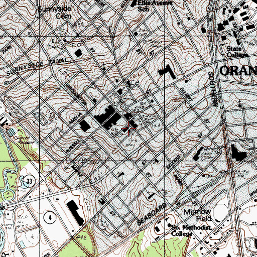 Topographic Map of Orangeburg City Hall, SC