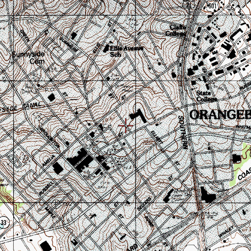 Topographic Map of Orangeburg County Free Library, SC