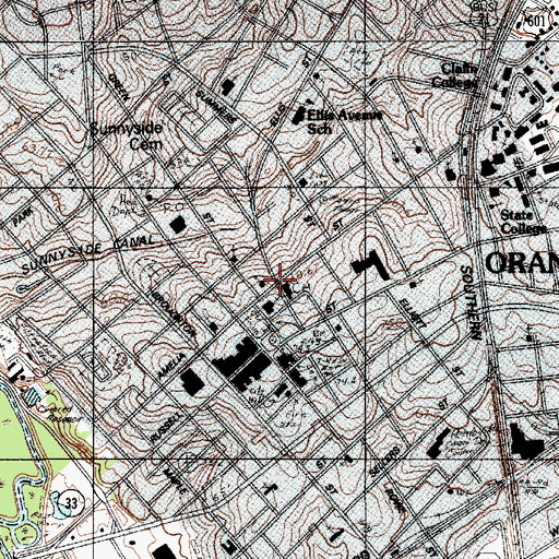 Topographic Map of Orangeburg Historic District, SC