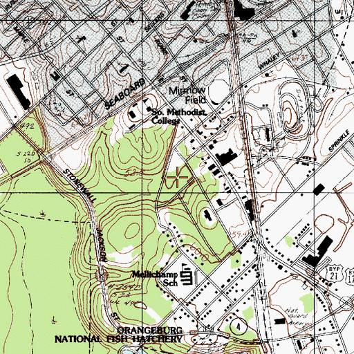 Topographic Map of Orangeburg Manor, SC
