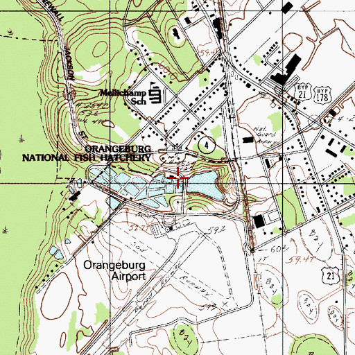 Topographic Map of Orangeburg National Fish Hatchery, SC