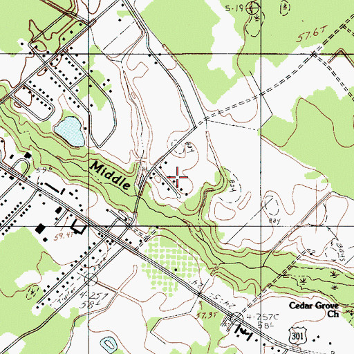 Topographic Map of Orangewood, SC